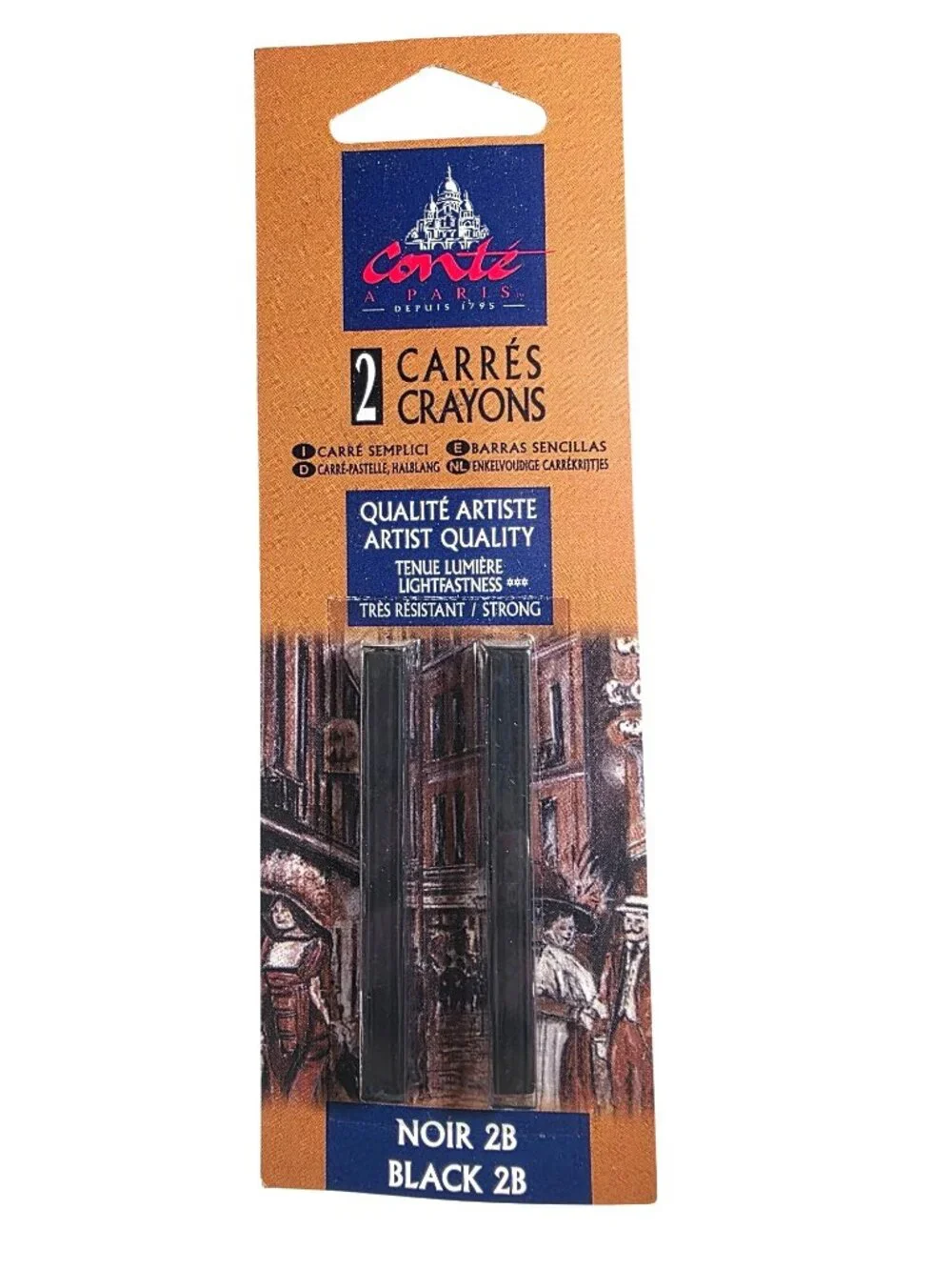 Artist Quality Crayons 2B Square Conté À Paris  Black  2 Pack Art Crafts supplie